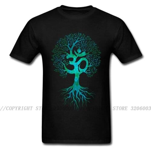 Men Tshirt Om Tree Of Life T Shirt Black T-shirt Europe Tops Tees Cotton Fabric Slim Fit Thanksgiving Day Clothes Birthday Gift