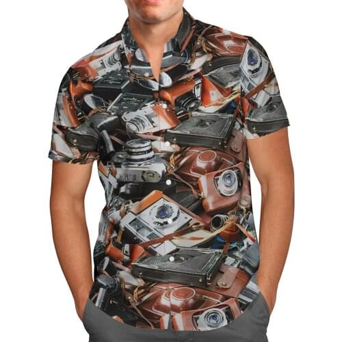 New Camera 3D Beach Hawaiian 2021 Summer Mens Shirt Short Sleeve Shirt Streetwear Oversized 5XL Camisa Social Chemise Homme-130