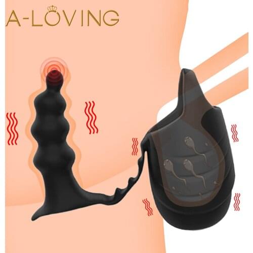Male Anal Vibrator With Scrotum Chastity Cage Penis Delay Trainer Cock Ring Testicle Bondage Adult Sex Toys For Men Masturbators