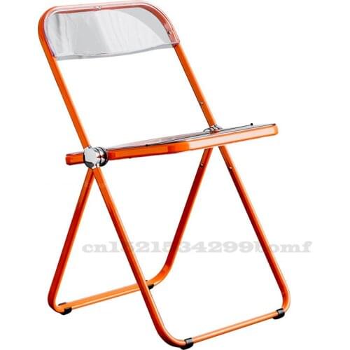 Nordic Minimalist Acrylic Transparent Folding Chair Metal Frame Crystal Backrest Chair Net Red Makeup Stool Load-bearing 140 Kg