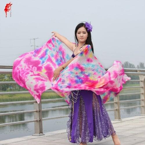 Wholesale art cheap belly dance silk veil 100% silk shawl scarf hand of pink belly dance veil in belly dance props
