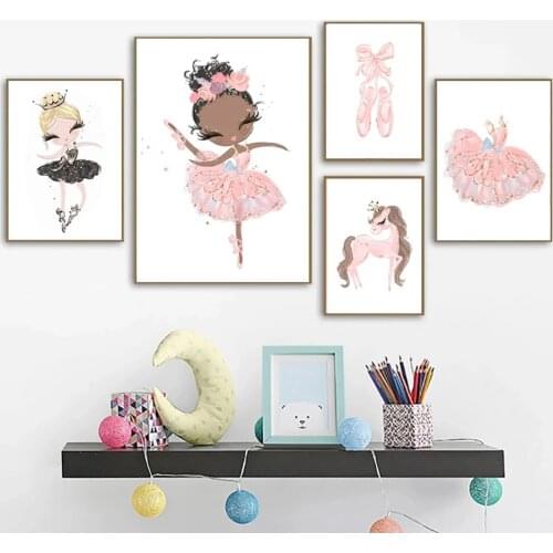 Poster Cartoon Little Princess HD Print Cute Childrens Room Canvas Painting Modern Nordic Wall Art Kindergarten Home Decoration