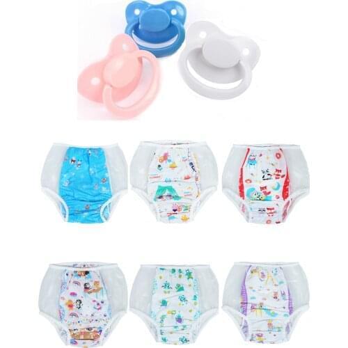 Abdl adult baby diapers animal print diapers panties 6 pvc reusable panties Baby pants ddlg with Adult Pacifier ​little space 9P