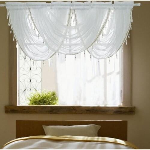 Solid Color Semicircle Kitchen Short Curtain Window Valance Drape Home Decor Window Short Kitchen Curtain Valance Home Decor