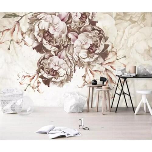 Custom wallpaper Modern European hand painted rose flower flowers Vintage murals TV couch background wall 3d wallpaper