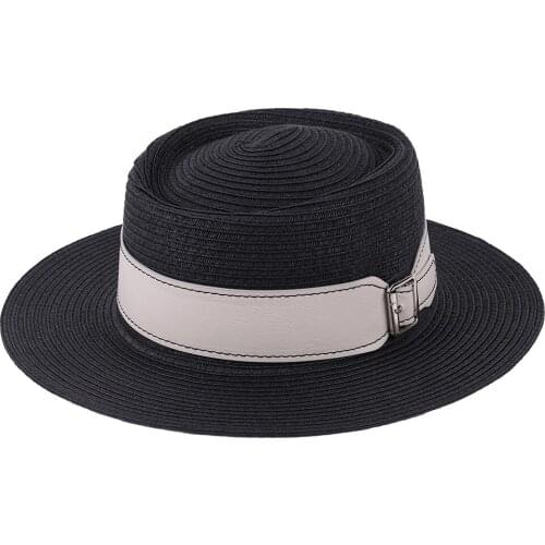 Hat women summer outdoor outing straw hat girl wide stitch belt sun hat beach holiday fashion panama top hat wholesale