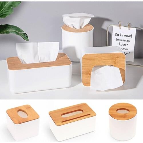 Nordic Tissue Box Simple Solid Wood Round Square Desktop Toilet Paper Case Household Napkin Holder Wood Cover Tissue Storage Box