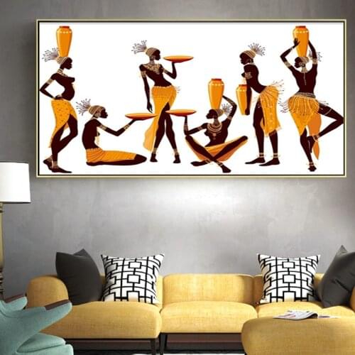 Modern Abstract Canvas Paintings African Women Posters and Scandinavian Print Wall Art Pictures for Living Room Home Decoration