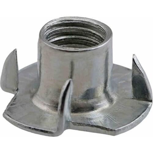 50pcs M3 M4 M5 M6 M8 M10 M12 Zinc Plated Four Claws Nut Speaker Nut T-nut Blind Pronged Tee Nut Furniture Hardware