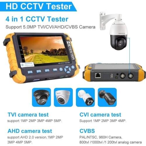 5 Inch TFT 5MP TVI AHD CVI CVBS Analog Security Camera Tester Monitor In One CCTV Tester VGA HDMI-compatible Input IV8W Tester