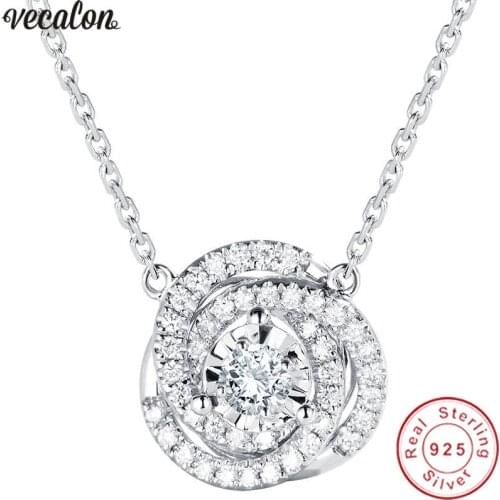 Vecalon infinity pendant 925 Sterling silver AAAAA zircon Wedding Engagement Pendants with necklace for Women Bridal Jewelry