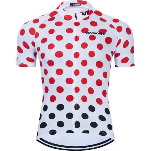 Retro Cycling Jerseys Summer Short Sleeve Breathable Jersey for Mens Bicycle Sportwear Polka Dot