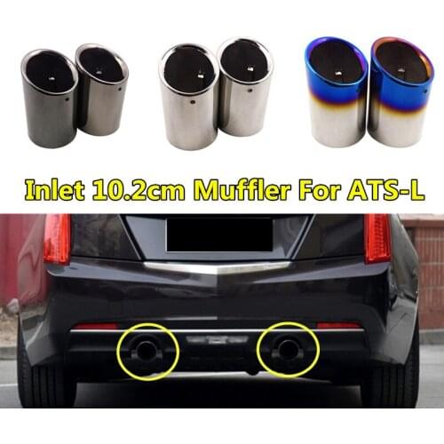 WL 2pcs Car-styling 304 Stainless Steel 102mm Refitting Muffler For Cadillac ATS-L Exhaust End Tip Pipe Tail Throat Accessories
