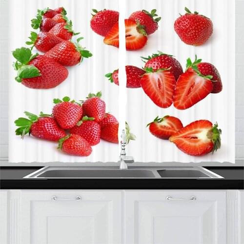 Strawberry Lemon Yellow Peach Kitchen Curtains Fruit Bathroom Curtains Room Home Decor Curtain Window Blackout Short Curtains