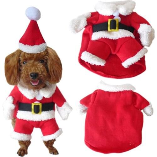 Pet Dog Christmas Clothes Santa Claus Dog Costume Winter Puppy Pet Cat Coat Jacket Dog Suit with Cap Warm Clothing For Dogs Cats