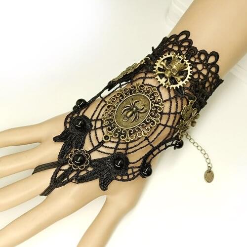 Fine Quality Black cobwe Hollowed Women`s Lace Bracelet Holloween Jewellery