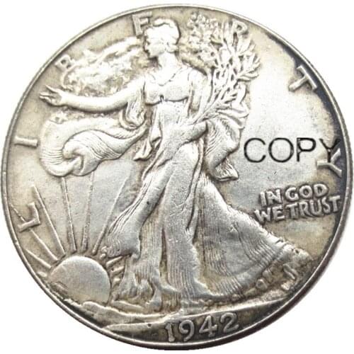 US 1942 PSD Walking Liberty Half Dollar Silver Plated Copy Coins