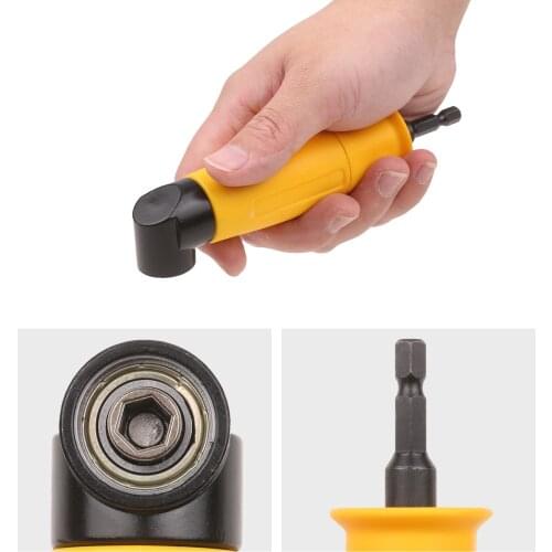 1/4 Inch Right Angle Attachment Right Angle Drill Driver Screwdriver Extension Holder Adapter 90 Degree Angle Yellow Hex Shank