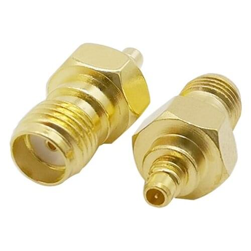 1Pcs SMA Female Jack to MMCX Male Plug Straight RF Coaxial Connector Brass Gold-plated MMCX-SMA Adapter