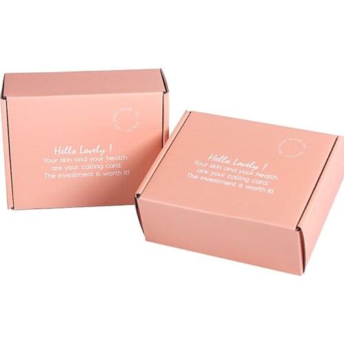 100pcs/lot Custom Logo pink color box corrugated paper shipping mailer Pink color boxes Dress Packaging And hair wigs gift box