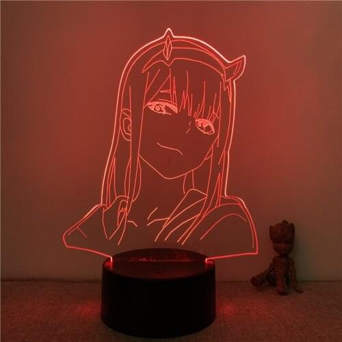 3D Lamp Action Figure Darling In The Franxx 02 Lovly Face LED NightLight 7 Colors Touch Table Room Decor Night Light Gift Model
