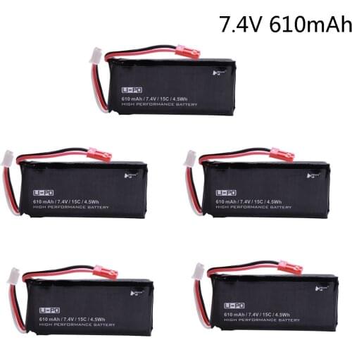 5PCS 7.4V 610mah battery for Hubsan H502S H502E Battery RC Quadcopter Spare Parts 7.4V 15C Battery JST Plug 610mah for toy parts