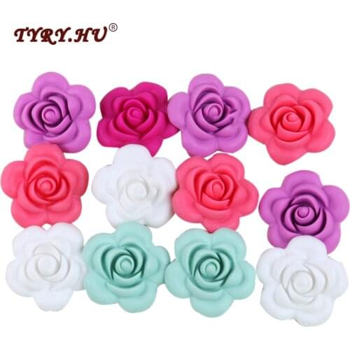 TYRY.HU 5Pc Flower Shaped Silicone Beads Teething food grade nursing chewing beads BPA Free DIY Bracelet/Necklace jewelry
