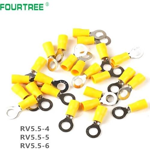 500Pcs/Bag RV Series Ring Insulated Terminal Cable Wire Connector A.W.G Electrical Crimp Connectors RV 5.5-4/5/6/8/10