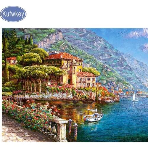 Diamond embroidery Seaside House,diamond painting full square cross-stitch kits diamond painting full diamond mosaic sale decor
