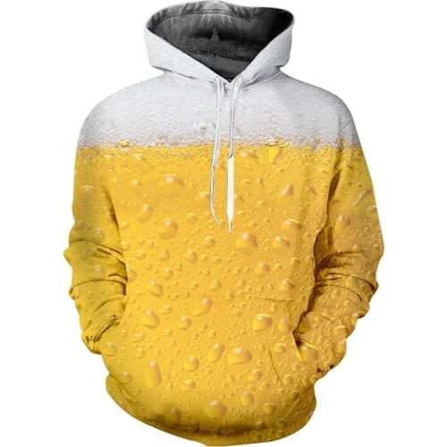 Dropshipping Beer Harajuku 3D Print Funny Bubble Beer Hoodies Sweatshirt Women Outfit Loose Hooded Pullover Wholesale Clothes