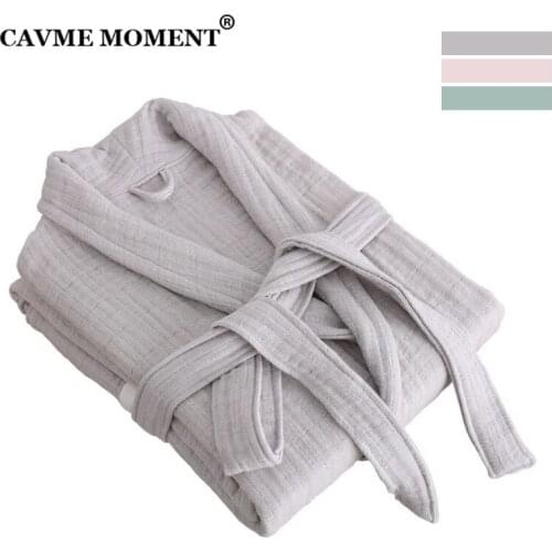 CAVME 2019 Winter Pure Cotton Bathrobe for Couples Unisex Hotel Long Robes PLUS SIZE Sleepwear CUSTOM LOGO