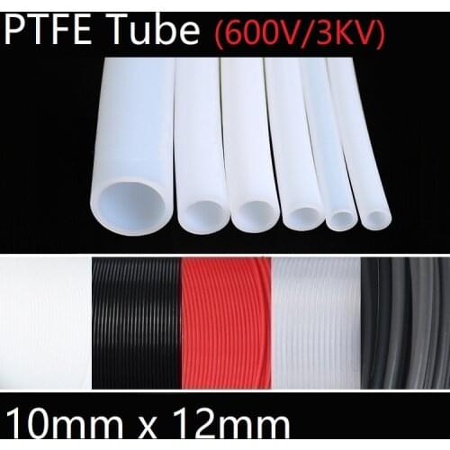 ID 10mm x 12mm OD PTFE Tube T eflon Insulated Rigid Capillary F4 Pipe High Low Temperature Resistant Transmit Hose 3KV Colorful
