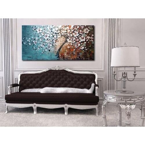 Unframed Hand-painted Oil Painting Set Flower Tree Canvas Print Decoration for Home Living Room Bedroom Office Art Picture