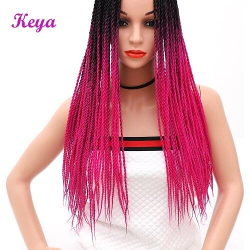 Keya Ombre Senegalese Twist 6 pcs/lot Crochet Braids 30 Roots Synthetic Crotchet Braiding Hair Pink Hair Blue Braids for Women