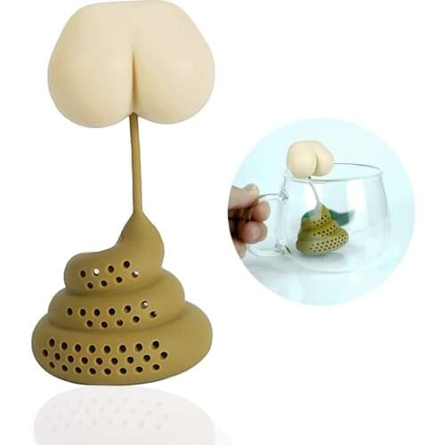 Creative Poop Shaped Tea Bag Reusable Portable Food Grade Silicone Teas Infuser Funny Teafilter Strainer Kitchen Accessories