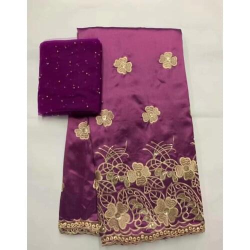 Embroidered George Lace Fabric With BLouse For India Wedding 2020 Latest Fashion Gold Line Guipure George Laces With Sequins 7Y