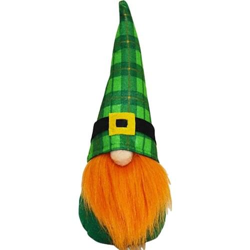 2021 St. Patricks Day Faceless Doll Tomte Gnome Plush Toy St Patricks Day Ireland Lucky Elf Plushie Clover Holiday Room Decor