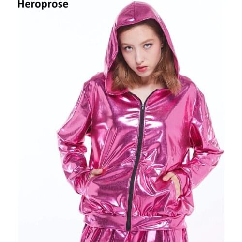 2018 New Arrival Spring Autumn Kids Audlt Jazz bomber Jacket Stage Performance Wear paillette feminina casaco Hip Hop dance coat