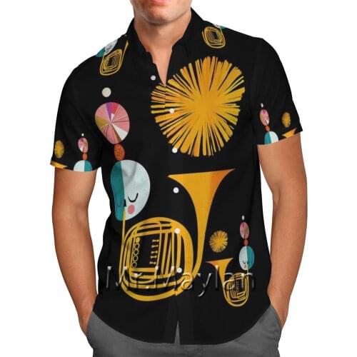 Black Cartoon 3D Printing Summer Hawaiian Beach Shirt Short-Sleeved Shirt Personality Fashion Streetwear Oversized Shirt 5XL