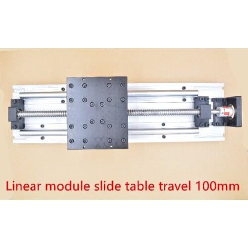 Linear module straight slipway cnc guide ball screw slide table travel 100mm