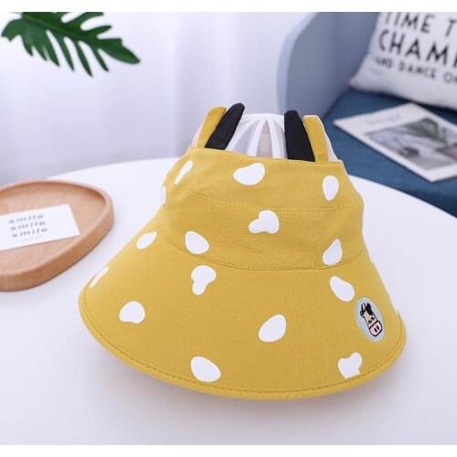 Lovely Baby Boy Girl Hat With Ears Kids Visor Hat UV Protection Cow Visor Cap Adjustable Kawaii Sun Hats Beach 2021 Summer New