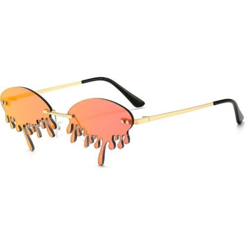 Fashion Unique Tears Shape Steampunk Sunglasses Rimless Driving Glasses Women Vintage Female Gafas Shades UV400 Oculos Feminino