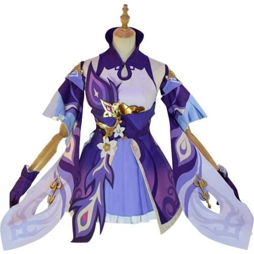 Pre-sale 2020 New Game Genshin Impact Cosplay Costume Anime Cosplay Clothes From Woman Dress Keqing Skirt Wig Accessories Set