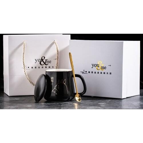 New product explosion type water cup light luxury mug with lid ceramic mug coffee cup gift mug custom logo