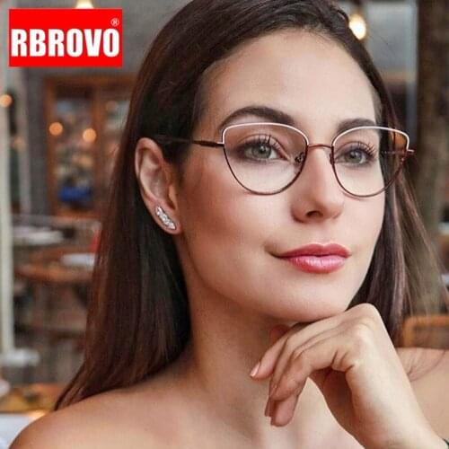 RBROVO Cat Eye Retro Glasses Frame Women Anti-blue light Eyeglasses Women Brand Glasses Women/Men Lentes De Lectura Hombre