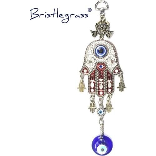 BRISTLEGRASS Turkish Blue Evil Eye Skull Red Hamsa Hand Amulet Lucky Charm Wall Hanging Pendants Pendulum Blessing Protect Decor