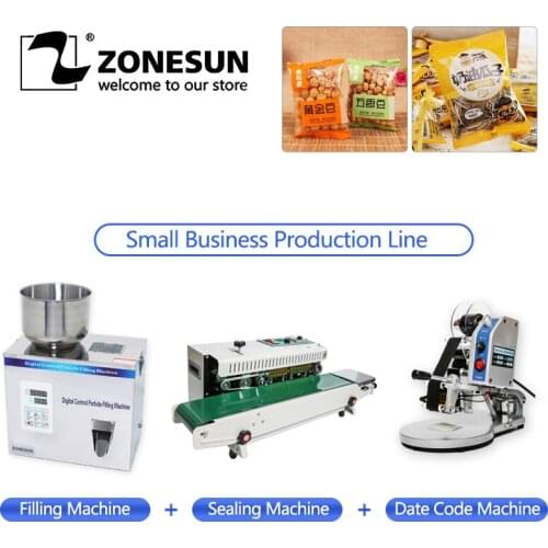 ZONESUN Semi automatic Particles powder Filling Machine Bag Sealing Machine with Date Coder