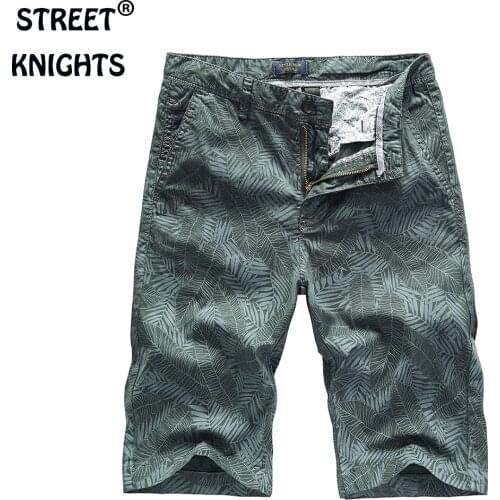 Mens 2021 Summer New Casual Fashion Style Printing Leisure Soft Touch Shorts Male 97.5% Cotton Street Knee-Length Beach Shorts