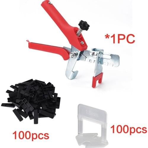 201Pcs Tile Leveling System 1mm 1.5mm 2mm 2.5mm 3mm 100Pcs Clips+100Pcs Wedges +1Piece Plier Plastic Tiling Tools Tile Spacer