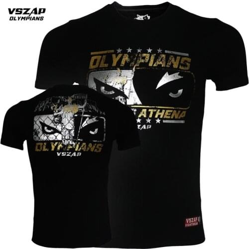 Vszap sports fighting cotton short sleeve T-shirt male Athena fighting training MMA fitness running Thai Boxing